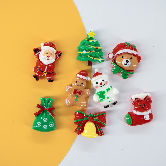 New Christmas Series Resin Craft Accessories Cream Glue DIY Phone Case Hair Clip Cup Materials Wholesale