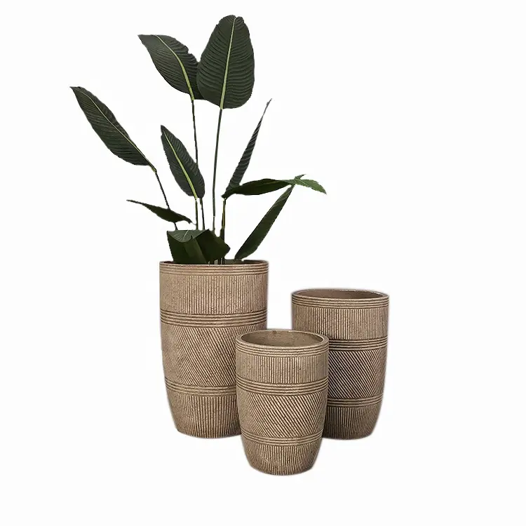 Vintage Style Cylinder Design Widely Used Garden Outdoor Cement Plant Pot Manufacture