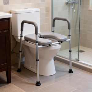 Rehausseur de toilette réglable avec accoudoir 602E-2-en-1 en alliage d'aluminium, capacité de 250 kg, pour personnes âgées et femmes enceintes, sécurité dans la salle de bain - Product Image 4
