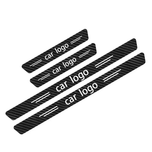 4 Uds logotipo UV Umbral de puerta de coche pegatinas antigolpes <span class=keywords><strong>3D</strong></span> fibra de carbono DIY pasta Protector tira Umbral de coche decoración de pedal de bienvenida - Product Image 1