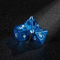 Ensemble de dés DND transparents bleus, 7 pièces, avec gravure de Dragon, dés polyédriques avec chiffres blancs pour Dungeons & Dragons RPG MTG