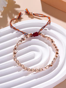 手工制作的西藏铜珠幸运绳手链，适合女士和男士，独特的棉线首饰，适合婚礼或派对的礼物 - Product Image 3