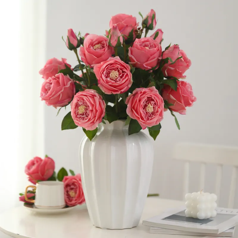 Fleurs artificielles roses roses fleurs humides fausses longues tiges roses artificielles pour la décoration de la maison mariage décoration roses artificielles