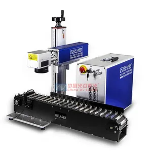 Macchina per la marcatura laser a fibra divisa con la marcatura a penna nastro trasportatore e penna rotativa su misura macchina da stampa regalo