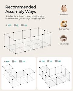 SONGMICS interior DIY caja de plástico transparente para hámsters conejos erizos pequeños animales ejercicio hábitat mascota corralito - Product Image 3