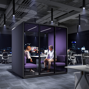 Cabine de réunion insonorisée portable pour bureau, avec éclairage LED et prise de courant, pour environnements de travail ouverts - Product Image 6