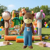 Château gonflable populaire avec costume de mascotte et design de personnage de dessin animé, en tissu PVC pour usage commercial, garantie de 3 ans