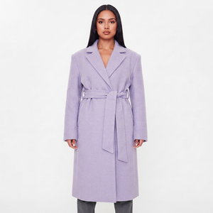 <b>Women</b> Classic Long Overcoat <b>Belted</b> Waist Lapel Collar <b>Wool</b> Blend Warm Winter Casual Fashion Outerwear - Product Image 1