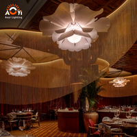 Plafonnier LED Aoyi Lighting en forme de feuille de Ginkgo - Décoration d'ambiance de style oriental pour salle à manger haut de gamme et hôtel de luxe