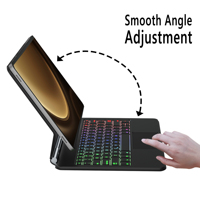 Keyboard nirkabel, penutup kulit Pu, Keyboard ajaib untuk Samsung Galaxy Tab S9 FE Plus S9FE + SM-X610, casing Tablet SM-X616B
