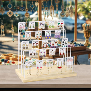 עמדת תצוגה לעגיל למכירת מסך מתלה עגיל עם 40 כרטיסי עגיל 5 יבוץ תכשיטים 5 קומות עבור ספקים לבן - Product Image 5