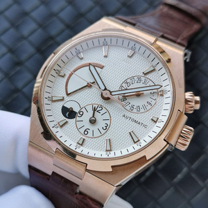 4300v High End Luxury Dual Time Zone <b>Watch</b> Men Premium White Dial Day/Night Indicator <b>Watch</b> For Business Travel - Product Image 2