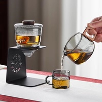 Service à thé et café en verre résistant à la chaleur, ensemble de préparation de thé paresseux, service à thé Kung Fu au design moderne avec couvercle, capacité 250 ml, poignée en verre pour la maison