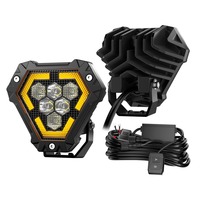 Lámpara de Trabajo Versátil Popular con 7 LED Geométricos, Marcadores Laterales Ámbar y Soporte Ajustable para Montacargas