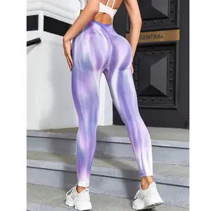 2024 New Tie-Dye Aurora Buttock Lifting Seamless High Waist Fitness Yoga Leggings Pants Tight Sports Pants