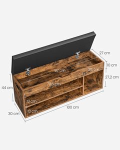 SENYU Rustic Wood <b>Shoe</b> <b>Storage</b> Bench <b>with</b> Cushioned <b>Seat</b> 2-Tier Shelving Entryway Organizer Furniture for Home Use - Product Image 6