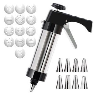 <span class=keywords><strong>Kit</strong></span> de presse à biscuits en acier inoxydable avec 13 disques à biscuits de formes différentes, 8 embouts de pâtisserie pour la décoration de pâtisserie, formes de cœur, de fleur et de carré - Product Image 5