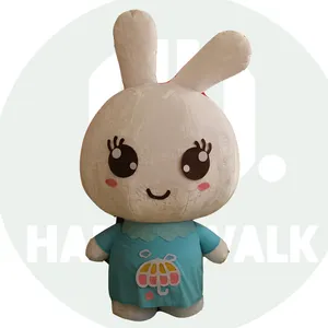 Commercial Rabbit Bunny blue dress Inflatable Mascot Costume wholesale walking inflatable mascot for adult in hot sale