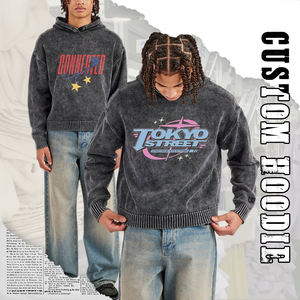 Sudadera con Capucha de Alta Calidad con Estampado DTG para Hombre, Diseño de Lujo, Algodón, Felpa Francesa, Efecto Desgastado con Lavado Ácido, Sudadera para Hombre - Product Image 1