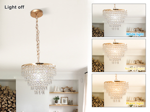 <span class=keywords><strong>Candelabro</strong></span> Moderno de <span class=keywords><strong>Cristal</strong></span> Dorado y Cromado Lámpara de Techo Redonda Decorativa con Bombilla E27/E26 para Sala de Estar o Dormitorio - Product Image 5