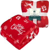 Plaid en polaire de Noël 50 x 60 pouces, en polyester tricoté Sherpa, rectangulaire, motif renne et flocon de neige, pour la maison