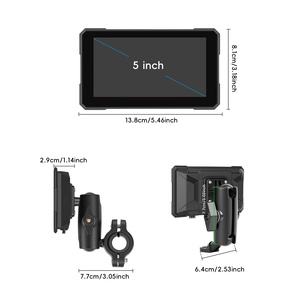 Podofo 5" Touchscreen Motorcycle Head Unit Wireless Carplay/Android Auto/Airplay DVR Camera Recording IP67 Waterproof <b>TPMS</b> OEM - Product Image 5