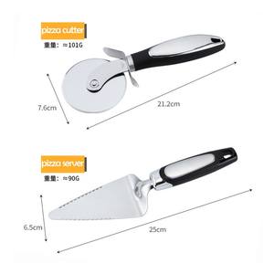 مانعة للإنزلاق الفولاذ المقاوم للصدأ شفرة حادة قطاعة فطيرة مجرفة كعكة خادم البيتزا سكين القاطع البيتزا عجلة ومقبض - Product Image 2