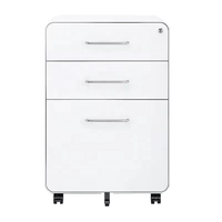 Meuble de rangement mobile en acier à trois tiroirs verrouillables avec roulettes pour bureau à domicile, unité de classement et d'archivage, achat en gros