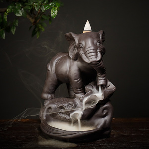 Brûleur d'encens en céramique créatif en forme d'éléphant - Diffuseur d'arômes écologique thaïlandais en forme d'éléphant divin pour la maison - Product Image 5