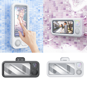 Support de téléphone pour douche avec haut-parleur, étui de téléphone étanche pour salle de bain, haut-parleur Bluetooth mural avec rotation tactile à 360° - Product Image 1