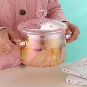 Olla para Sopa y Caldo de Vidrio de Borosilicato Transparente Rosa Resistente al Calor, Apta para Lavavajillas y Horno, para Cocina de <span class=keywords><strong>Gas</strong></span> - Product Image 5