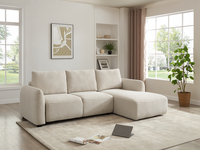 Canapé d'angle convertible moderne en fausse fourrure de lapin, avec lit gigogne intégré et chaise longue rembourrée effet nuage pour salon