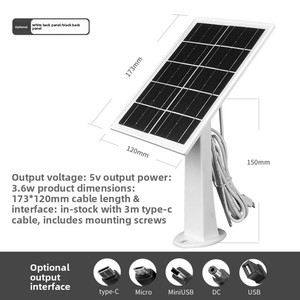 Panneaux solaires portables flexibles 3W 6W 8W, chargeur étanche pour caméra <span class=keywords><strong>Arlo</strong></span>, sonnette sans fil Eufy Security, caméra vidéo Blink, vidéosurveillance - Product Image 4