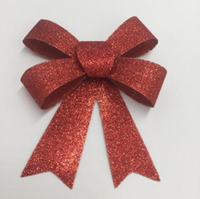 Pajarita parpadeante para decoración navideña, lazo de cinta con purpurina para decoración de regalos