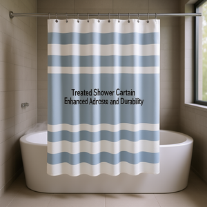 Rideau de douche traité en PEVA, design minimaliste, adhérence améliorée, utilisation en salle de bain - Product Image 2