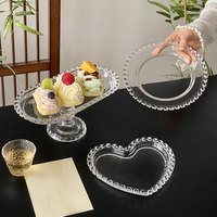 Amour coeur bord verre assiette de fruits assiettes à pied haut ménage Transparent assiette à Dessert plateau à gâteau