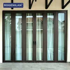 Porte pliante extérieure en aluminium Rogenilan Foshan, mur coulissant en verre pliable pour maison, portes pliantes - Product Image 1