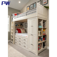 Lit mezzanine personnalisé pour filles avec armoire et tiroirs, mobilier de chambre à coucher avec fonctions de rangement pour usage domestique
