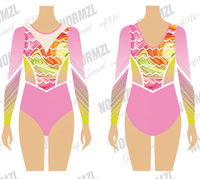Justaucorps de gymnastique à manches longues pour compétition, justaucorps de gymnastique par sublimation, justaucorps de gymnastique pour filles, justaucorps de gymnastique pour académie de danse, justaucorps de gymnastique imprimés