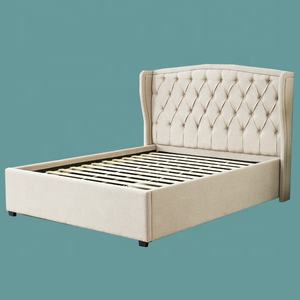 Lussuosa fabbrica di Honglin all'ingrosso colore Beige bottoni alata morbida testiera in velluto <span class=keywords><strong>tessuto</strong></span> imbottito doppio <span class=keywords><strong>letto</strong></span> - Product Image 3