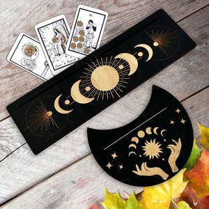 Base in Legno per Carte dei Tarocchi, Design a Forma di Luna e Rettangolare, Strumento di Divinazione per Arredamento Camera della Strega - Product Image 3
