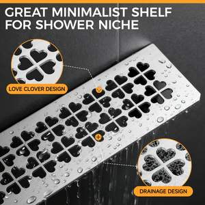 Étagère de rangement pour <span class=keywords><strong>douche</strong></span>, niche adaptée aux panneaux préfabriqués <span class=keywords><strong>Schluter</strong></span> Kerdi Board SN/-SNLT, finition brossée, acier inoxydable 304 - Product Image 3