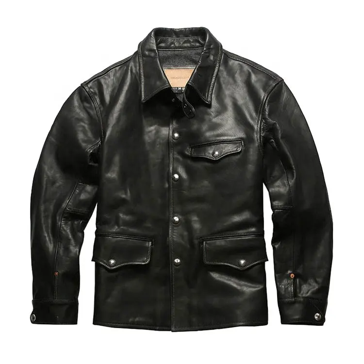 Оригинальные мужские кожаные пальто с масляным воском и чайным сердечником, мужские винтажные байкерские Мотоциклетные Куртки с лацканами из натуральной кожи