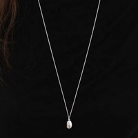 Collier en argent 925 avec pendentif ovale, simple et élégant, accessoires de mode pour femmes