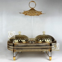 Chauffe-Plat de Luxe 12L en Acier Inoxydable, Double Récipient, pour Buffet, Mariage, Banquet, Restauration Hôtelière