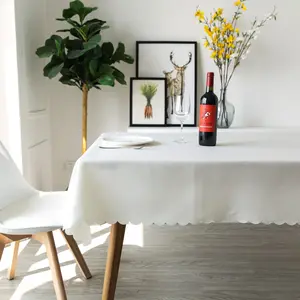 Toalha de mesa repelente de água, cobertura de mesa de tecido branco para decoração de chá de bebê festa de aniversário