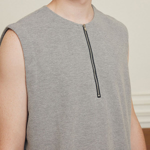 Venta al por mayor Waffle Knit Tank Top Media cremallera <span class=keywords><strong>Ropa</strong></span> de alta calidad Hombres Waffle Shirt Sin mangas Mend Designer <span class=keywords><strong>Ropa</strong></span> Verano 2025 - Product Image 1