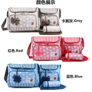 Ensemble de quatre sacs à couches à pois avec nœud papillon, sac de maternité extensible et léger pour femme - Product Image 1