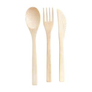 Juego de Cubiertos de Bambú de 20 cm, Cuchillo, Tenedor y Cuchara, Ecológico, para Camping - Product Image 4