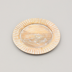 Piatto decorativo in legno bianco fatto a mano da 13 pollici, stoviglie in legno per decorazioni per feste - Product Image 1